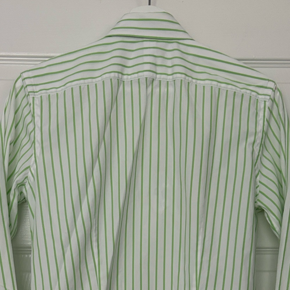 Ralph Lauren Green and White Striped Button Down Shirt Size Medium - Picture 8 of 9